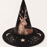 MYSTICAL STAG IN A DARK STYLE | HANDMADE QUILTED WITCH HAT