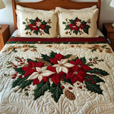 POINSETTIA CHARM | 3-PIECE QUILTED BED SET