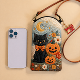 BLACK CAT IN A PUMPKIN GARDEN | SLIM QUILTED CROSSBODY BAG
