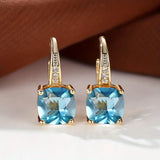 MYSTIC SAPPHIRE STONE HOOP EARRINGS | GOLD JEWELLERY II
