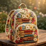 Padded Backpack - Books and Flowers