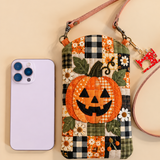 Slim Quilted Phone Crossbody Bag – Chequered Jack-o’-Lantern
