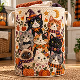 Quilted Laundry Basket – Cats at a Halloween Party