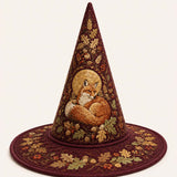 AUTUMN FOX BY A WOODLAND COTTAGE | HANDMADE QUILTED WITCH HAT