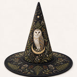 Handmade Quilted Witch Hat – Owl in a Dark Forest by Moonlight