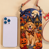 GOLDEN RETRIEVER ON PUMPKIN NIGHT | SLIM QUILTED CROSSBODY BAG