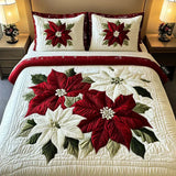 WINTER POINSETTIAS | 3-PIECE QUILTED BED SET