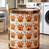 Quilted Laundry Basket – Halloween Pumpkins and Paw Prints