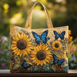 HANDCRAFTED BAG "SUNFLOWERS AND BLUE BUTTERFLIES"