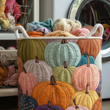 PASTEL PUMPKIN PATCH | HANDMADE QUILTED LAUNDRY BASKET