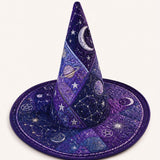 Handmade Quilted Witch Hat – Dark Academia and Cosmic Motifs