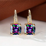 MYSTIC SAPPHIRE STONE HOOP EARRINGS | GOLD JEWELLERY II