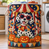 DALMATIAN AT A HALLOWEEN PARTY | HANDMADE QUILTED LAUNDRY BASKET