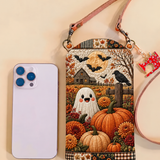 Slim Quilted Phone Crossbody Bag – Ghost and Pumpkin Harvest