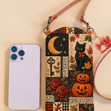 BLACK CAT MOONLIGHT PATCHWORK | SLIM QUILTED CROSSBODY BAG