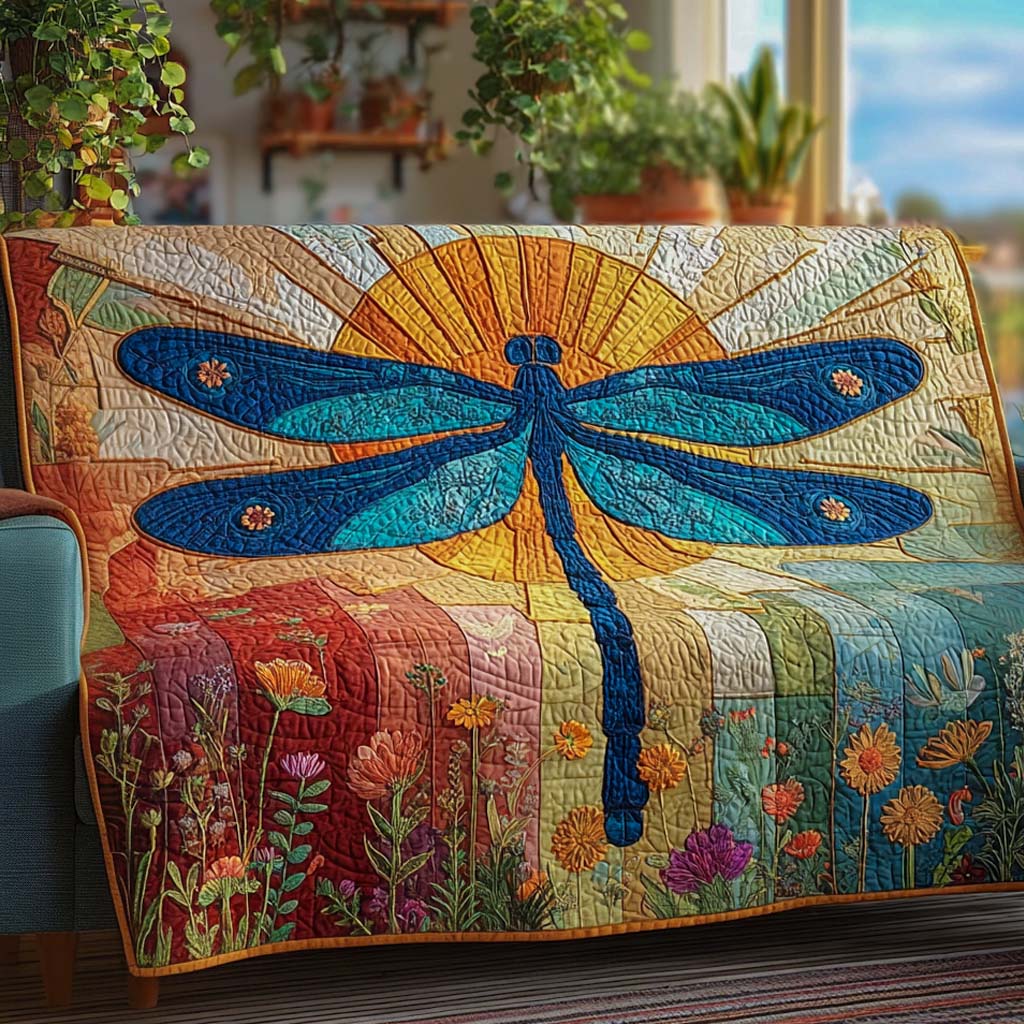 SOFA COVER DRAGONFLIES | QUILTED SOFA COVER