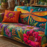 SOFA COVER DRAGONFLIES | QUILTED SOFA COVER
