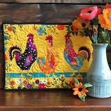 Quilted Placemat - Glowing Rooster Paradise