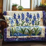 Ashby - Quilted Sofa Cover Flowers Blue by Veld