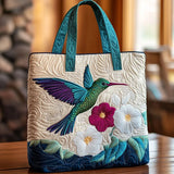 HUMMINGBIRD AND WHITE FLOWER | HANDCRAFTED QUILTED BAG