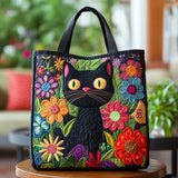 HANDCRAFTED QUILTED BAG "CHARMING BLACK CAT"