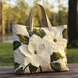 HANDCRAFTED MATELASSÉ BAG "ELEGANT WHITE LILIES"