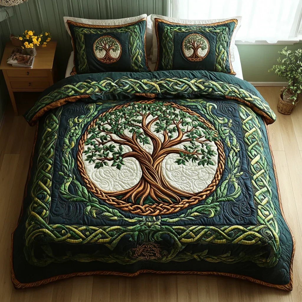 TREE OF LIFE | 3-PIECE QUILTED BED SET