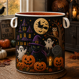 HALLOWEEN OWL, GHOST AND CAT | HANDMADE QUILTED LAUNDRY BASKET