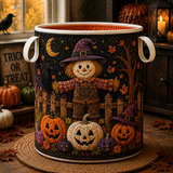 SCARECROW AND PUMPKINS | HANDMADE QUILTED LAUNDRY BASKET