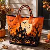 HAUNTED CASTLE AND JACK-O’-LANTERNS | QUILTED TOTE BAG