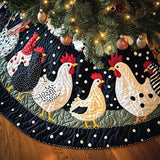 Cheerful Hens Quilted Christmas Tree Skirt