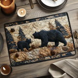 Quilted Placemat - Bear Family Black
