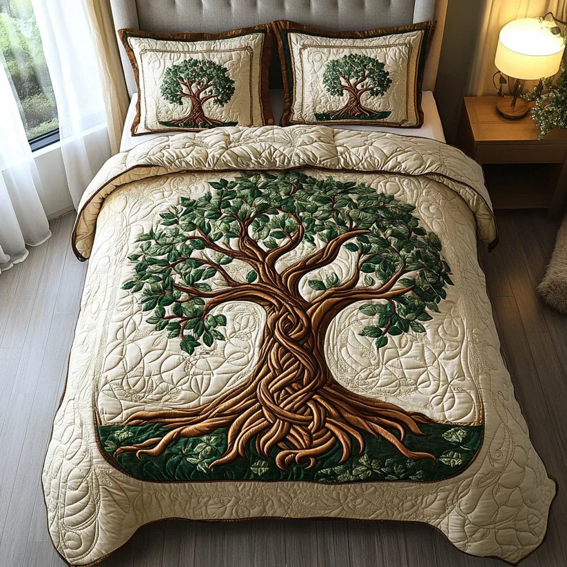 TREE OF LIFE | 3-PIECE QUILTED BED SET