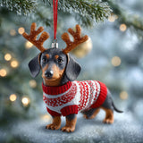 Sausage Pup Christmas Mica Ornament GFSPYC73