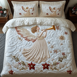 CHRISTMAS ANGEL BEDDING SET | 3-PIECE QUILTED BED SET