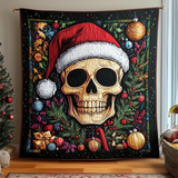 FESTIVE SANTA SKULL | HANDMADE QUILTED BLANKET