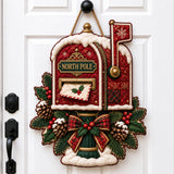North Pole Mailbox Custom Shape Quilted Door Hanger GFTOHNL3458