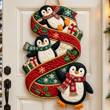 Penguin Christmas Friends Custom Shape Quilted Door Hanger GFTOHNL3600