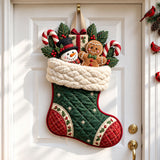Christmas Stocking Friends Custom Shape Quilted Door Hanger GFTOHNL3601
