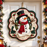 Snowman Winter Cheer Custom Shape Quilted Door Hanger GFTOHNL3603
