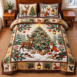 WOODLAND CHRISTMAS TREE BEDDING SET | 3-PIECE QUILTED BED SET