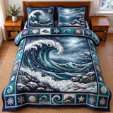 STORMY OCEAN BEDDING SET | 3-PIECE QUILTED BED SET