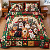 Christmas Cat 3-Piece Quilted Bedding Set GFTOMA14762