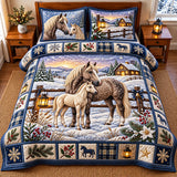 Snowy Horse 3-Piece Quilted Bedding Set GFTOMA15091