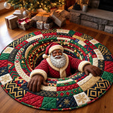 Melanin Santa Christmas Quilted Round Mat GFTOMA15301