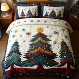 FESTIVE CHRISTMAS TREE BEDDING SET | 3-PIECE QUILTED BED SET