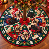 Christmas Pug Wonderland Quilted Tree Skirt GFTONPT1438