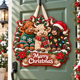 HIGHLAND COW CHRISTMAS CHEER | QUILTED DOOR HANGER