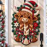 HIGHLAND COW CHRISTMAS WISHES | QUILTED DOOR HANGER