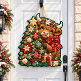 HIGHLAND COW CHRISTMAS MAGIC | QUILTED DOOR HANGER
